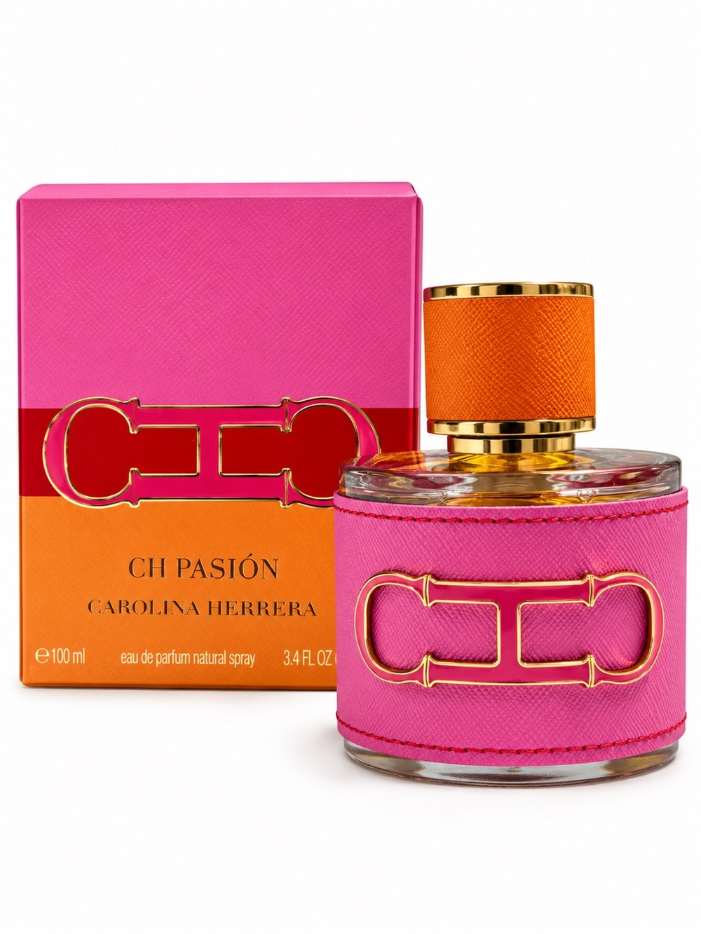 Carolina Herrera Perfume Box in Bright Orange with Pink Edge